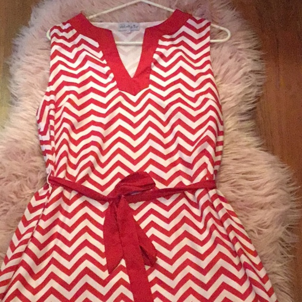 Gently used red and white mud pie dress size large